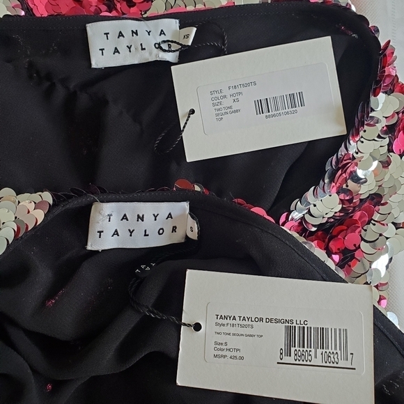 New Tanya Taylor Two Tone Sequin Gabby Top In Hot Pink NWT Size M - Picture 15 of 17